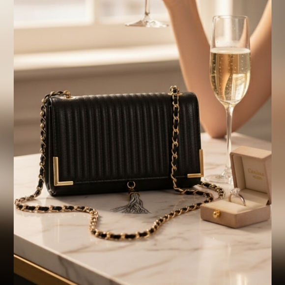 bebe Handbags - Bebe Black Crossbody Purse faux leather Gold Hardware Handbag